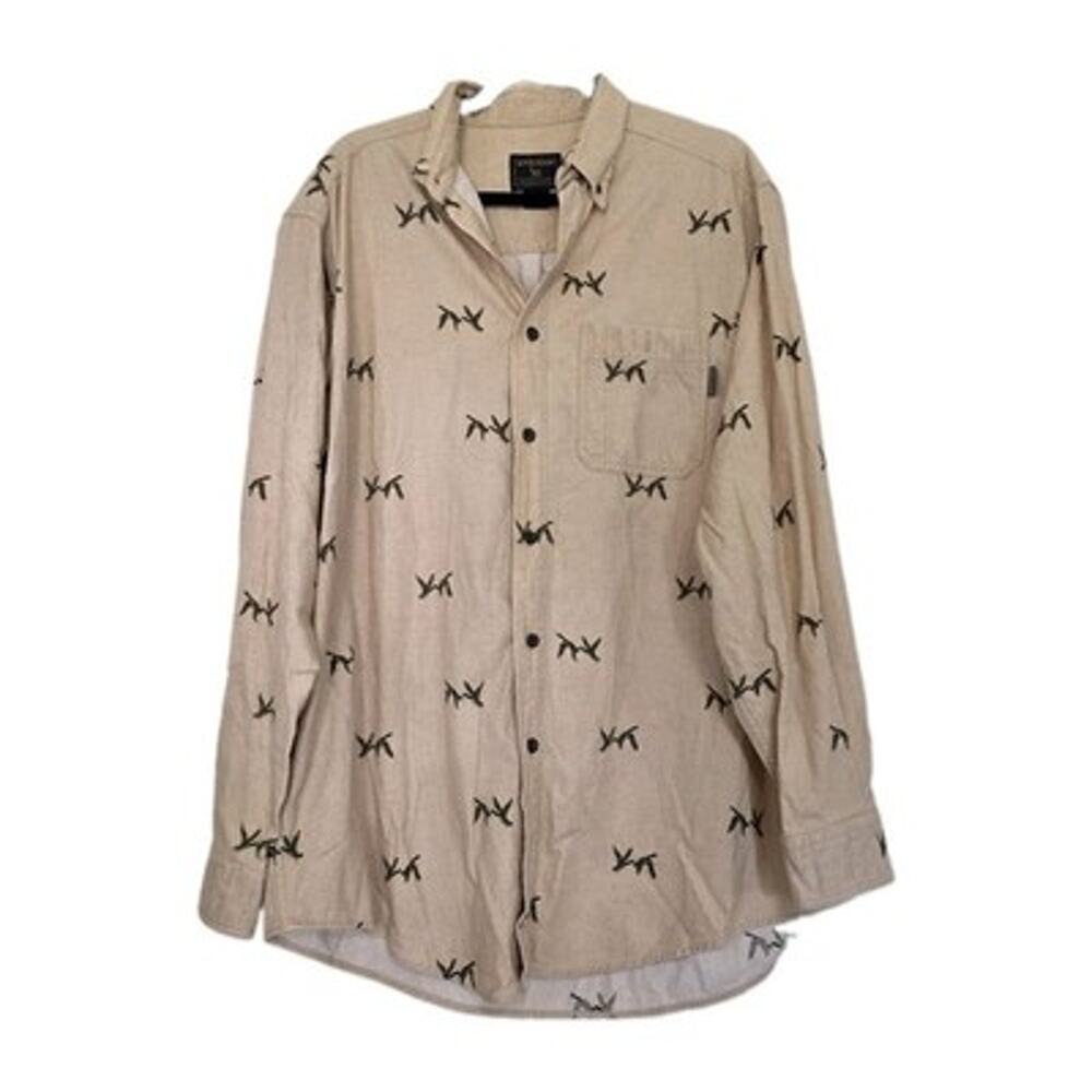 Vtg Woolrich Goose All Over Print Button Up Shirt Men XL Nature Geese Hunting
